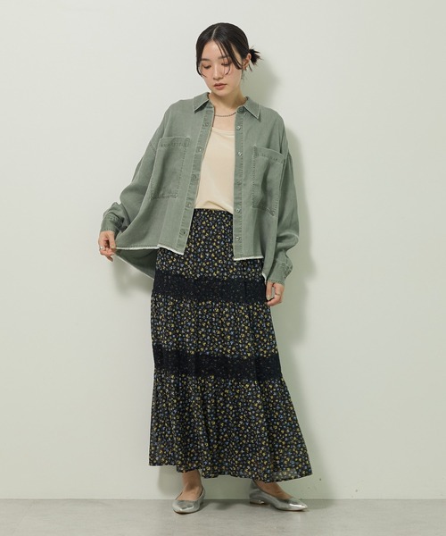 Green　Parks（グリーンパークス）の「裾フリンジヴィンテージ風シャツ（シャツ/ブラウス・レディース・グリーン/ブラウン・FREE）」の13枚目の写真