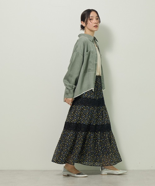 Green　Parks（グリーンパークス）の「裾フリンジヴィンテージ風シャツ（シャツ/ブラウス・レディース・グリーン/ブラウン・FREE）」の14枚目の写真