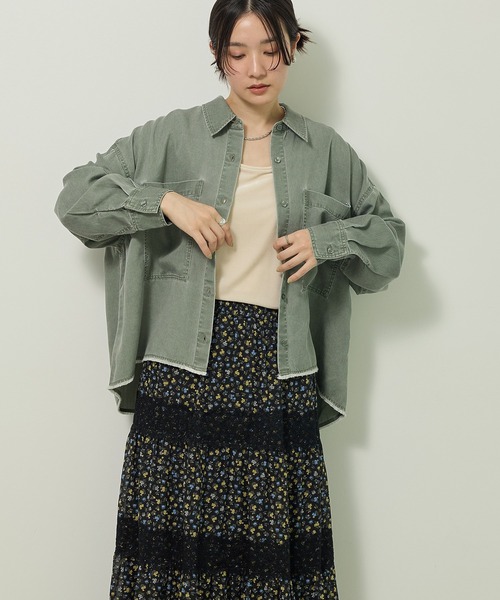 Green　Parks（グリーンパークス）の「裾フリンジヴィンテージ風シャツ（シャツ/ブラウス・レディース・グリーン/ブラウン・FREE）」の16枚目の写真