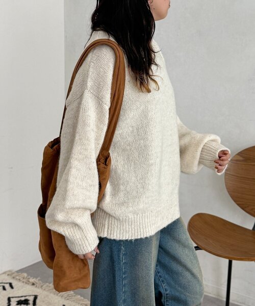 U.S. POLO ASSN.（ユーエスポロアッスン）の「【U.S. POLO ASSN.】MIXニット（ニット/セーター・レディース・オレンジ/チャコールグレー/グリーン/アイボリー/サックスブルー・FREE）」の12枚目の写真