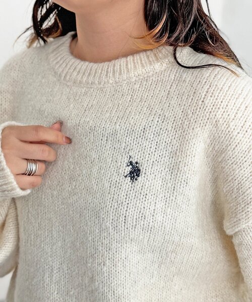 U.S. POLO ASSN.（ユーエスポロアッスン）の「【U.S. POLO ASSN.】MIXニット（ニット/セーター・レディース・オレンジ/チャコールグレー/グリーン/アイボリー/サックスブルー・FREE）」の16枚目の写真