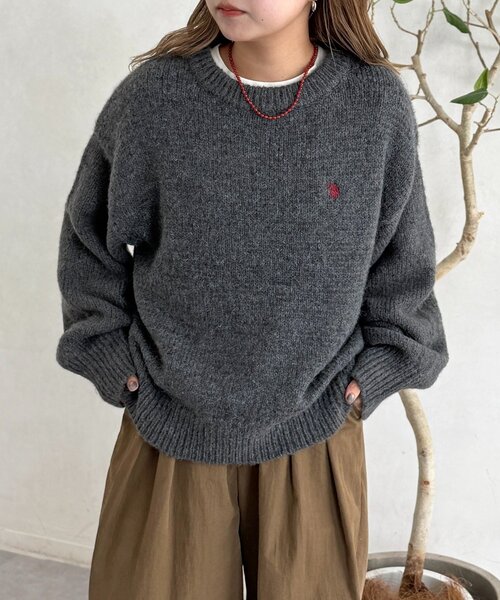 U.S. POLO ASSN.（ユーエスポロアッスン）の「【U.S. POLO ASSN.】MIXニット（ニット/セーター・レディース・オレンジ/チャコールグレー/グリーン/アイボリー/サックスブルー・FREE）」の17枚目の写真