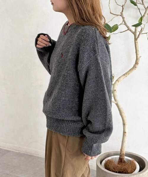 U.S. POLO ASSN.（ユーエスポロアッスン）の「【U.S. POLO ASSN.】MIXニット（ニット/セーター・レディース・オレンジ/チャコールグレー/グリーン/アイボリー/サックスブルー・FREE）」の18枚目の写真