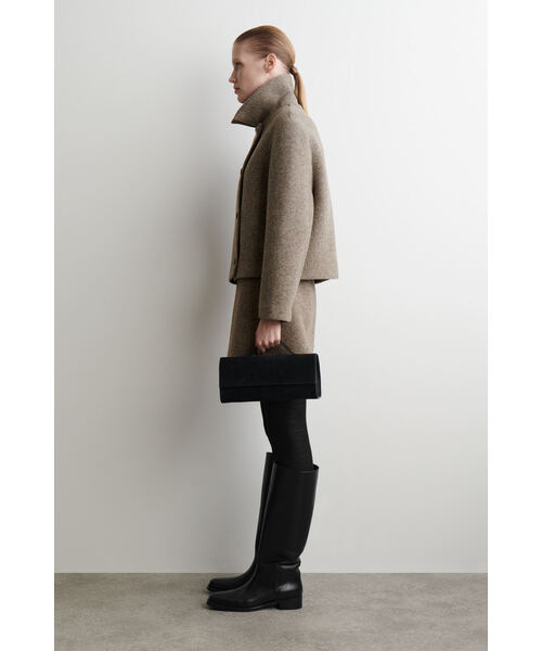 【美品】COS パワーショルダーウールジャケット　38 セール】ボイルドウールブレンドジャケット（その他アウター）｜COS