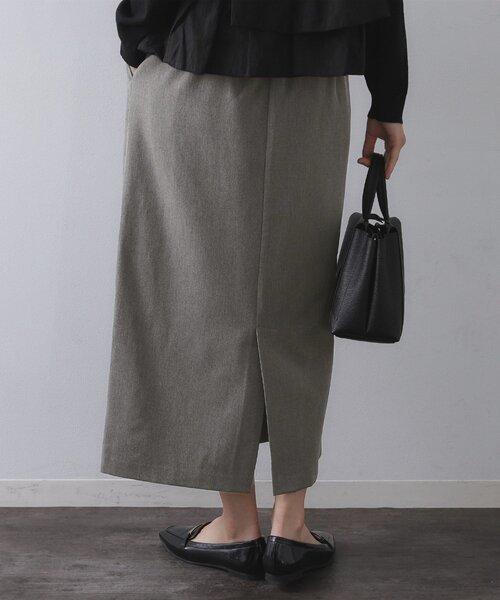 OPAQUE.CLIP（オペークドットクリップ）の「裏起毛イージーナロースカート／ネオサーモ【蓄熱素材／洗濯機洗い可（スカート・レディース・キャメル/チャコールグレー/ブラック・36/38/40/42）」の4枚目の写真