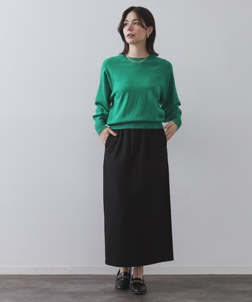 OPAQUE.CLIP（オペークドットクリップ）の「裏起毛イージーナロースカート／ネオサーモ【蓄熱素材／洗濯機洗い可（スカート・レディース・キャメル/チャコールグレー/ブラック・36/38/40/42）」の9枚目の写真