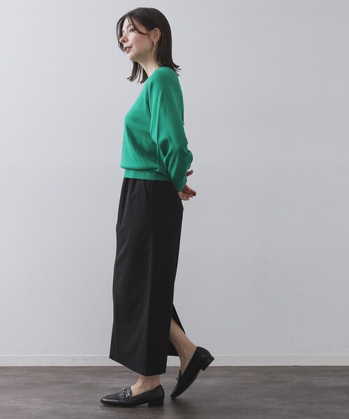 OPAQUE.CLIP（オペークドットクリップ）の「裏起毛イージーナロースカート／ネオサーモ【蓄熱素材／洗濯機洗い可（スカート・レディース・キャメル/チャコールグレー/ブラック・36/38/40/42）」の10枚目の写真