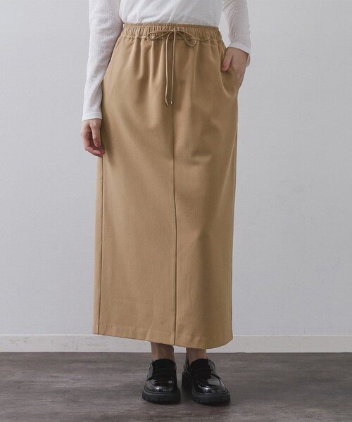 OPAQUE.CLIP（オペークドットクリップ）の「裏起毛イージーナロースカート／ネオサーモ【蓄熱素材／洗濯機洗い可（スカート・レディース・キャメル/チャコールグレー/ブラック・36/38/40/42）」の16枚目の写真