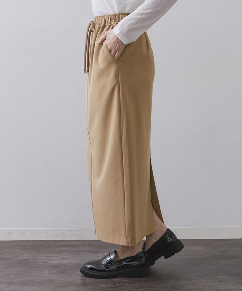 OPAQUE.CLIP（オペークドットクリップ）の「裏起毛イージーナロースカート／ネオサーモ【蓄熱素材／洗濯機洗い可（スカート・レディース・キャメル/チャコールグレー/ブラック・36/38/40/42）」の17枚目の写真