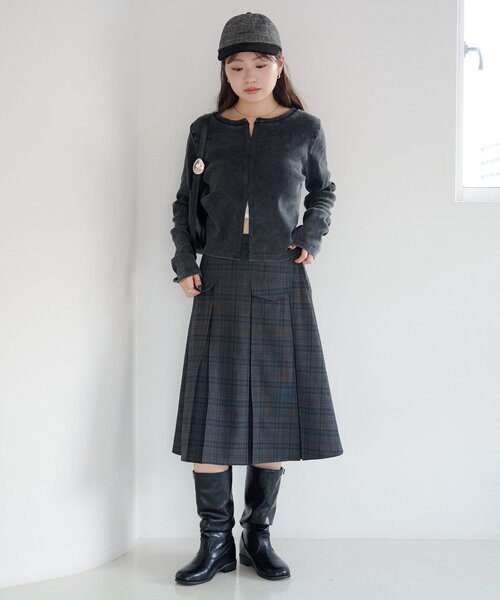 Kastane(カスタネ)の「*【一部店舗のみ入荷】ポケットプリーツミドルスカート(スカート・レディース・グレー/チャコールグレー・FREE)」の11枚目の写真