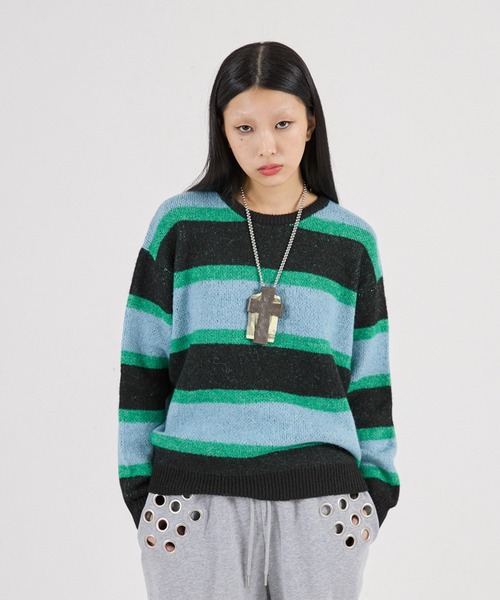 FTW(エフティダブリュー)の「【UNISEX】ASSORT CREW-NECK KNIT(ニット/セーター・メンズ・ブラック/ライトブルー/カーキ/グレー・MEDIUM/SMALL/LARGE)」の1枚目の写真