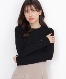 ◇袖ボタンリブニット