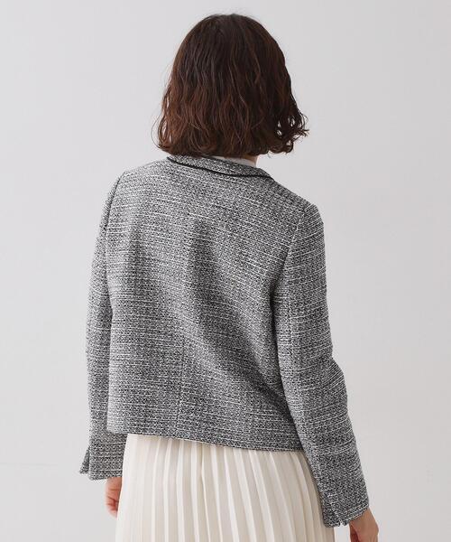 OPAQUE.CLIP（オペークドットクリップ）の「≪通勤・セレモニー対応≫ コットンツイードジャケット（ノーカラージャケット・レディース・ネイビー/オフホワイト/ブラック系3・42/40/38/36）」の18枚目の写真