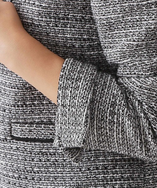 OPAQUE.CLIP（オペークドットクリップ）の「≪通勤・セレモニー対応≫ コットンツイードジャケット（ノーカラージャケット・レディース・ネイビー/オフホワイト/ブラック系3・42/40/38/36）」の21枚目の写真