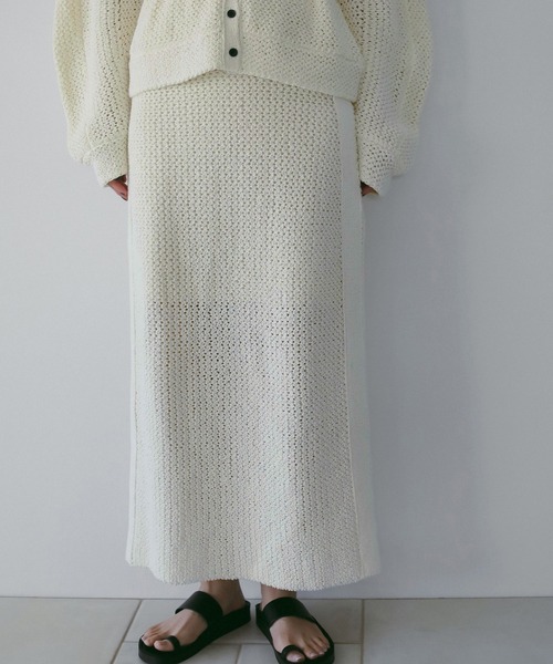 anuke（アンヌーク）の「Crochet Knit Skirt（スカート・レディース・アイボリー/ブラック・36inch/38inch）」の2枚目の写真