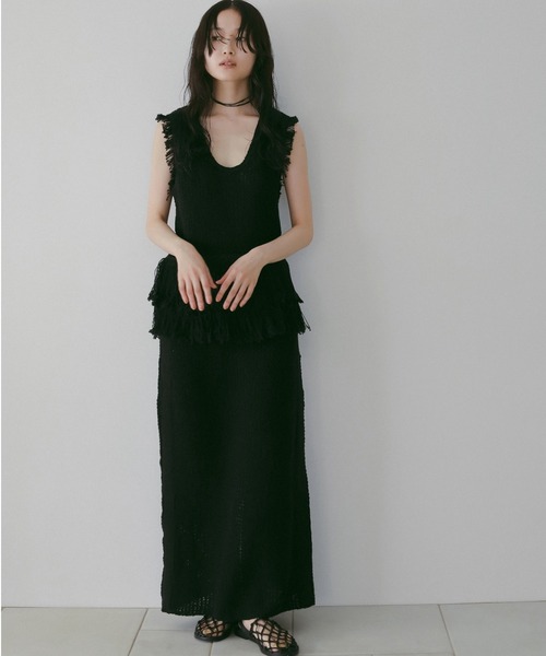 anuke（アンヌーク）の「Crochet Knit Skirt（スカート・レディース・アイボリー/ブラック・36inch/38inch）」の13枚目の写真