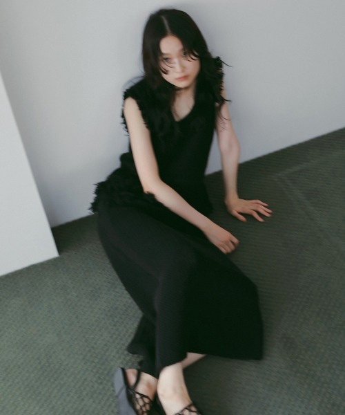 anuke（アンヌーク）の「Crochet Knit Skirt（スカート・レディース・アイボリー/ブラック・36inch/38inch）」の6枚目の写真