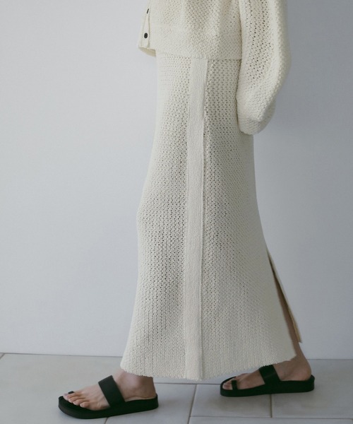 anuke（アンヌーク）の「Crochet Knit Skirt（スカート・レディース・アイボリー/ブラック・36inch/38inch）」の9枚目の写真