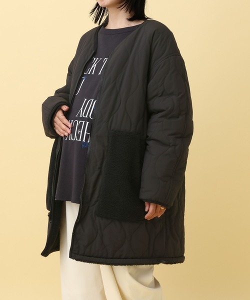 セール】【産前・産後対応】マタニティ／リバーシブルボアキルトコート