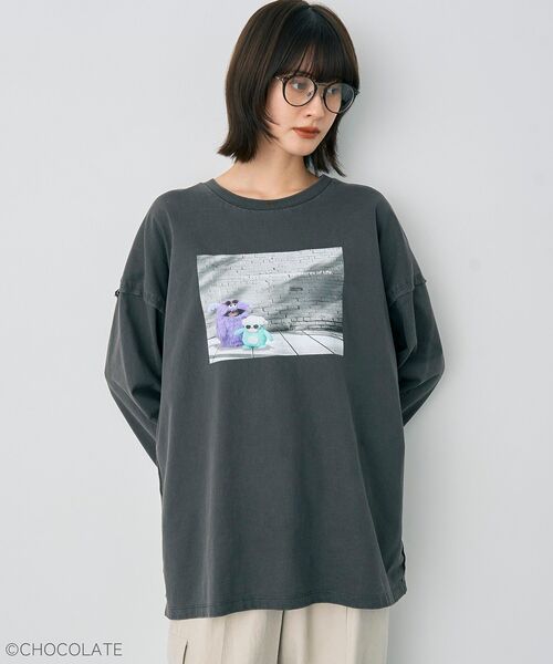 YECCA VECCA（イェッカヴェッカ）の「Whippi&WrappiプリントロンTee①（Tシャツ/カットソー・レディース・チャコールグレー/アイボリー・FREE）」の6枚目の写真