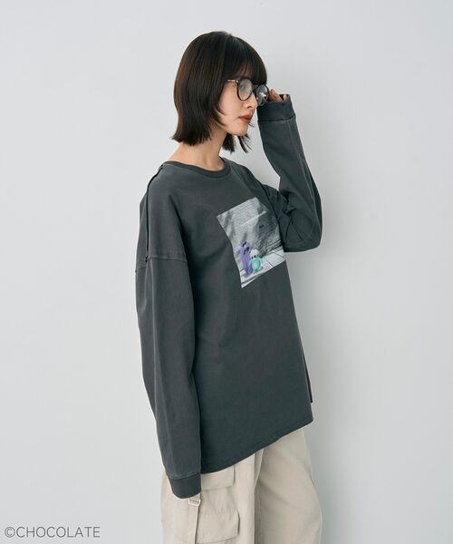 YECCA VECCA（イェッカヴェッカ）の「Whippi&WrappiプリントロンTee①（Tシャツ/カットソー・レディース・チャコールグレー/アイボリー・FREE）」の7枚目の写真