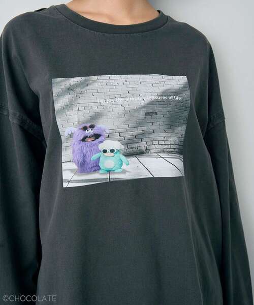 YECCA VECCA（イェッカヴェッカ）の「Whippi&WrappiプリントロンTee①（Tシャツ/カットソー・レディース・チャコールグレー/アイボリー・FREE）」の11枚目の写真