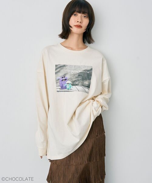 YECCA VECCA（イェッカヴェッカ）の「Whippi&WrappiプリントロンTee①（Tシャツ/カットソー・レディース・チャコールグレー/アイボリー・FREE）」の14枚目の写真