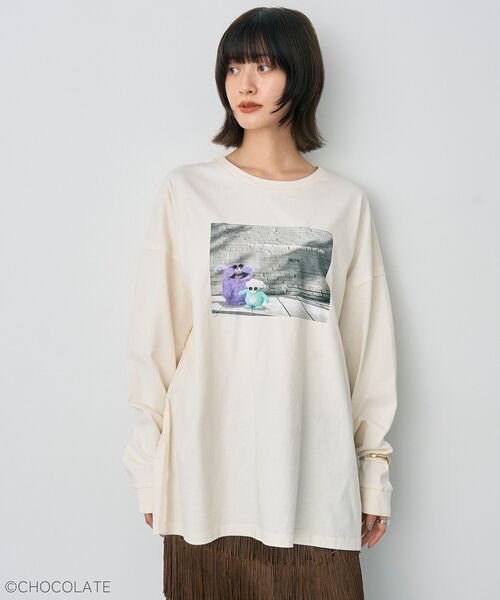 YECCA VECCA（イェッカヴェッカ）の「Whippi&WrappiプリントロンTee①（Tシャツ/カットソー・レディース・チャコールグレー/アイボリー・FREE）」の16枚目の写真