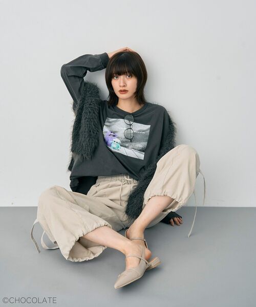 YECCA VECCA（イェッカヴェッカ）の「Whippi&WrappiプリントロンTee①（Tシャツ/カットソー・レディース・チャコールグレー/アイボリー・FREE）」の21枚目の写真