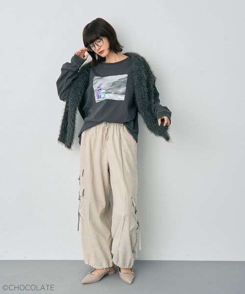 YECCA VECCA(イェッカヴェッカ)の「Whippi&WrappiプリントロンTee①(Tシャツ/カットソー・レディース・チャコールグレー/アイボリー・FREE)」の10枚目の写真