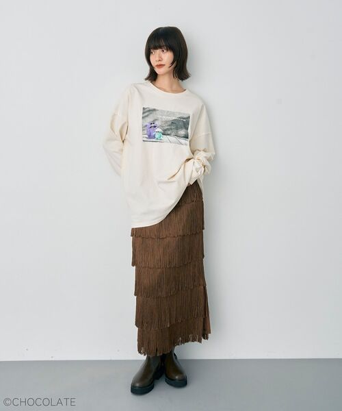 YECCA VECCA(イェッカヴェッカ)の「Whippi&WrappiプリントロンTee①(Tシャツ/カットソー・レディース・チャコールグレー/アイボリー・FREE)」の14枚目の写真