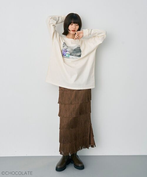 YECCA VECCA(イェッカヴェッカ)の「Whippi&WrappiプリントロンTee①(Tシャツ/カットソー・レディース・チャコールグレー/アイボリー・FREE)」の15枚目の写真