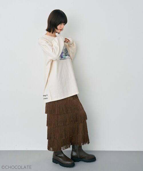 YECCA VECCA(イェッカヴェッカ)の「Whippi&WrappiプリントロンTee①(Tシャツ/カットソー・レディース・チャコールグレー/アイボリー・FREE)」の16枚目の写真