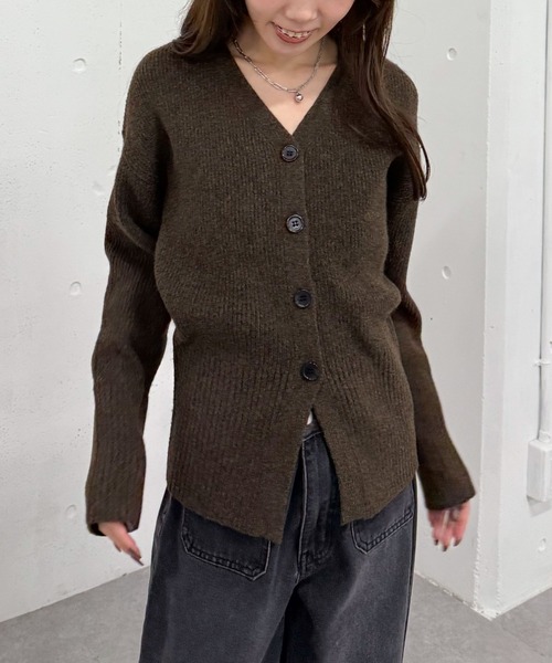 archives（アルシーヴ）の「Ｖネックメランジニットカーディガン（カーディガン/ボレロ・レディース・グレー/ベージュ/ブラウン・MEDIUM）」の3枚目の写真