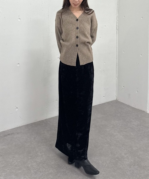 archives（アルシーヴ）の「Ｖネックメランジニットカーディガン（カーディガン/ボレロ・レディース・グレー/ベージュ/ブラウン・MEDIUM）」の8枚目の写真