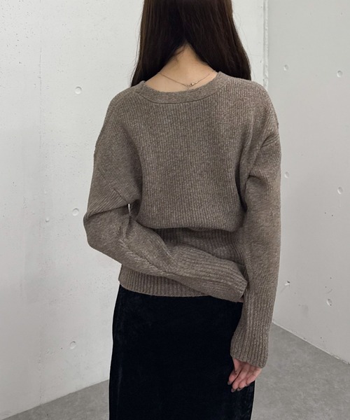 archives（アルシーヴ）の「Ｖネックメランジニットカーディガン（カーディガン/ボレロ・レディース・グレー/ベージュ/ブラウン・MEDIUM）」の7枚目の写真
