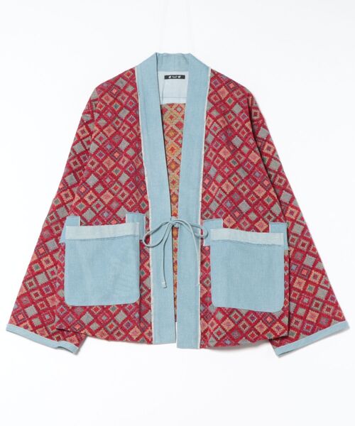 チャイハネ（チャイハネ）の「【チャイハネ】ノラパッチMEN'Sカーディガン（カーディガン/ボレロ・メンズ・レッド/ブラック・FREE）」の2枚目の写真