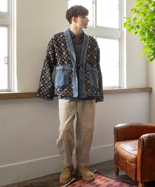 チャイハネ（チャイハネ）の「【チャイハネ】ノラパッチMEN'Sカーディガン（カーディガン/ボレロ・メンズ・レッド/ブラック・FREE）」の5枚目の写真