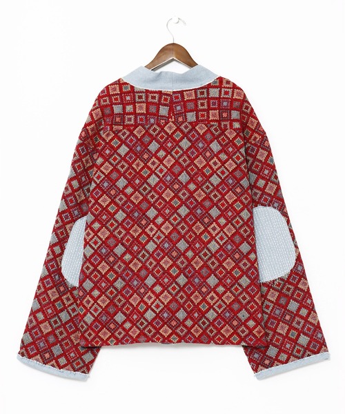 チャイハネ（チャイハネ）の「【チャイハネ】ノラパッチMEN'Sカーディガン（カーディガン/ボレロ・メンズ・レッド/ブラック・FREE）」の3枚目の写真