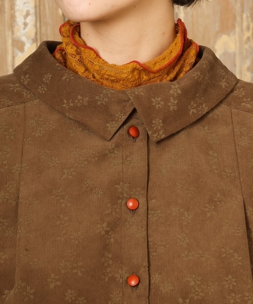 2WAY】コーデュロイオパールプリントブラウス（シャツ/ブラウス