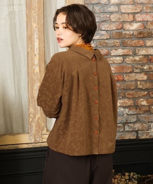 2WAY】コーデュロイオパールプリントブラウス（シャツ/ブラウス