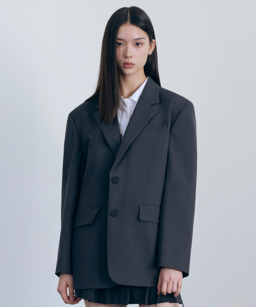 MUSINSA STANDARD WOMAN（ムシンサスタンダードウーマン）の「女性用オーバーサイズショルダーオーバーサイズブレザー[グレー]（テーラードジャケット・レディース・その他・SMALL/MEDIUM/LARGE/X-SMALL）」の21枚目の写真