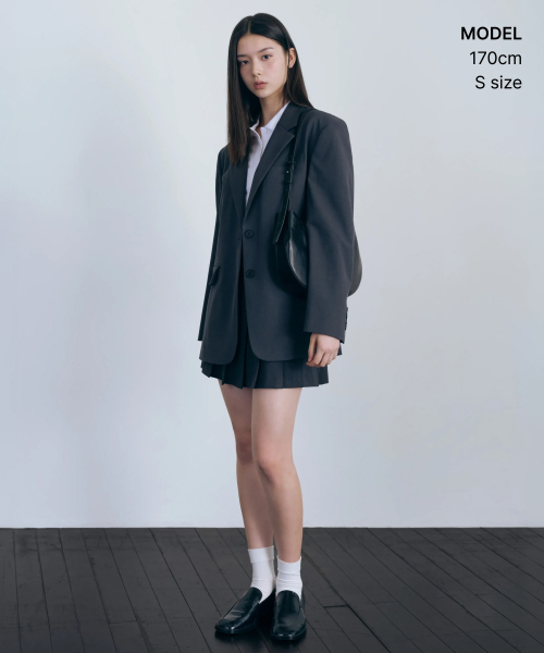 MUSINSA STANDARD WOMAN（ムシンサスタンダードウーマン）の「女性用オーバーサイズショルダーオーバーサイズブレザー[グレー]（テーラードジャケット・レディース・その他・SMALL/MEDIUM/LARGE/X-SMALL）」の20枚目の写真