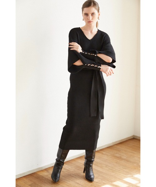 Estella.K(エステラケー)の「Margot Open Sleeve Knit Dress オープンスリーブニットドレス(ワンピース・レディース・ブルー/ブラック・FREE)」の18枚目の写真