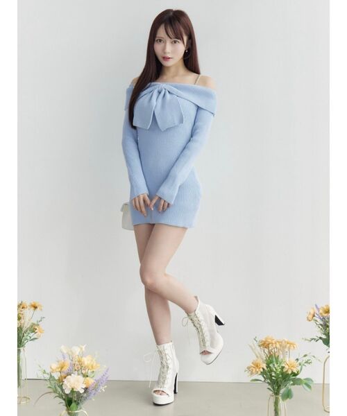 EATME(イートミー)の「フロントリボンタイトワンピース(ワンピース・レディース・ブルー/チャコールグレー/アイボリー・FREE)」の11枚目の写真