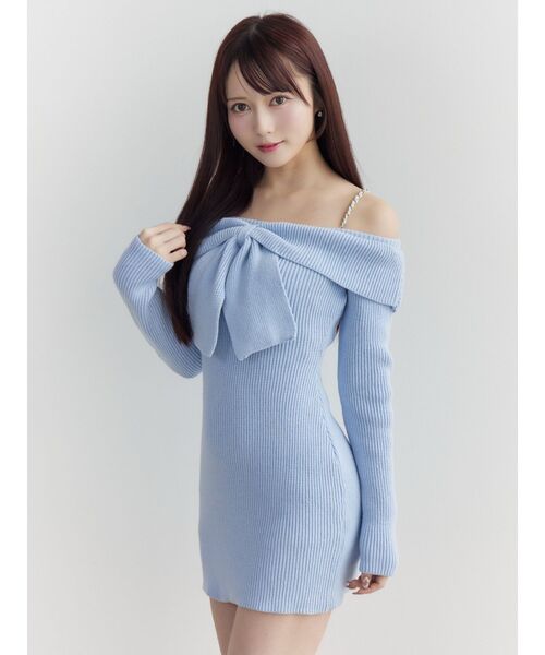 EATME(イートミー)の「フロントリボンタイトワンピース(ワンピース・レディース・ブルー/チャコールグレー/アイボリー・FREE)」の14枚目の写真