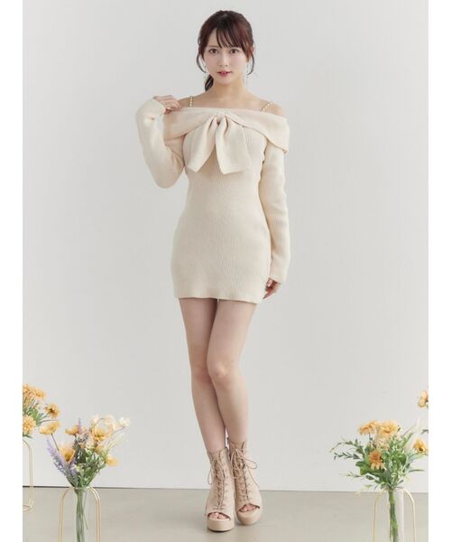 EATME(イートミー)の「フロントリボンタイトワンピース(ワンピース・レディース・ブルー/チャコールグレー/アイボリー・FREE)」の16枚目の写真