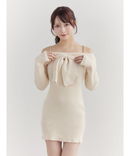 EATME(イートミー)の「フロントリボンタイトワンピース(ワンピース・レディース・ブルー/チャコールグレー/アイボリー・FREE)」の18枚目の写真