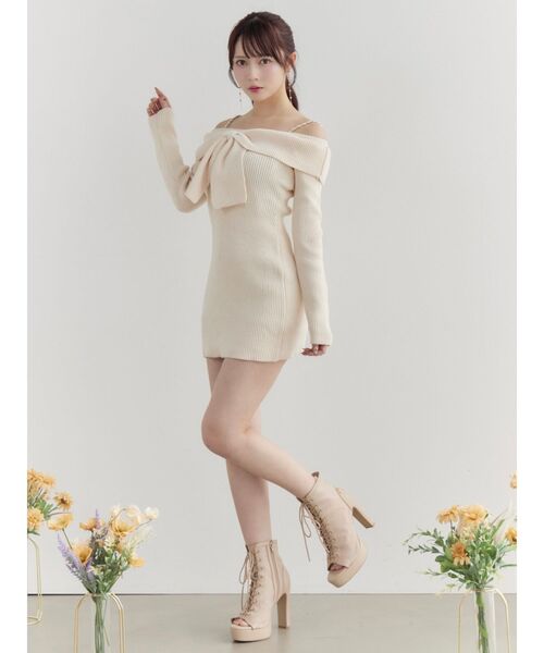 EATME(イートミー)の「フロントリボンタイトワンピース(ワンピース・レディース・ブルー/チャコールグレー/アイボリー・FREE)」の20枚目の写真