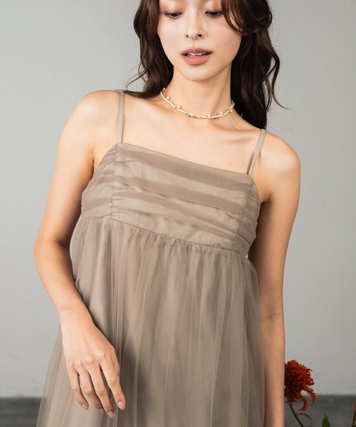 girl（ガール）の「ボリュームチュールジャケットセットドレス 2点セット 結婚式 ワンピース パーティードレス オケージョンドレス お呼ばれ 二次会 成人式 同窓会 謝恩会（ドレス・レディース・チャコールグレー/ベージュ/ブラック・M/S/L）」の18枚目の写真